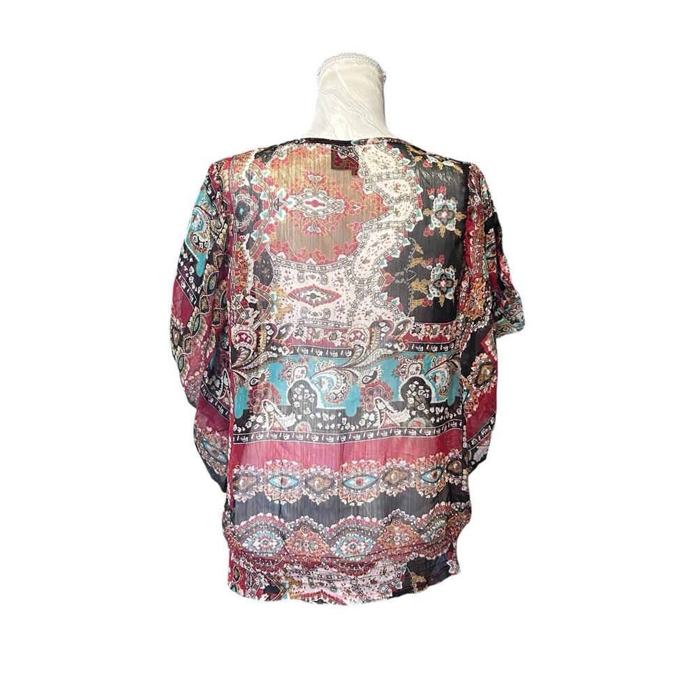 Vintage Y2K Sheer Red Floral Top Large Grunge Fairy - Picture 8 of 12